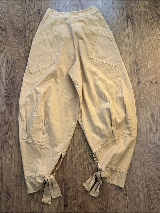 Free People Pants - Free people Beach Tan Tie-Hem baggy loose Pants size XS elastic waist